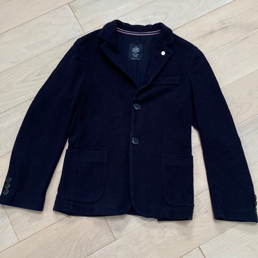 DAL LAGO Italian soft cotton stretch boys navy blazer
